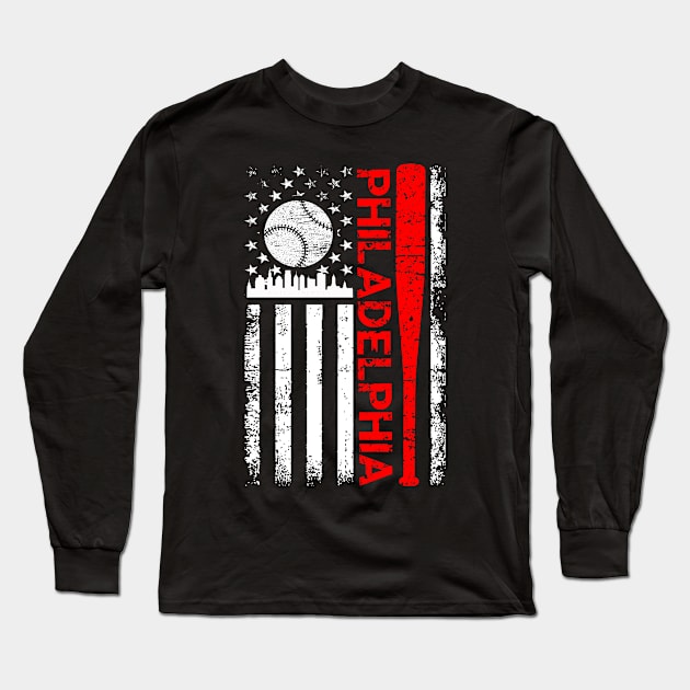 Philly United States Patriotic American Flag Men Women Kid Long Sleeve T-Shirt by Gendon Design